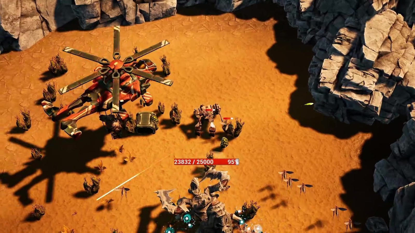 Boss gunship over the canyon